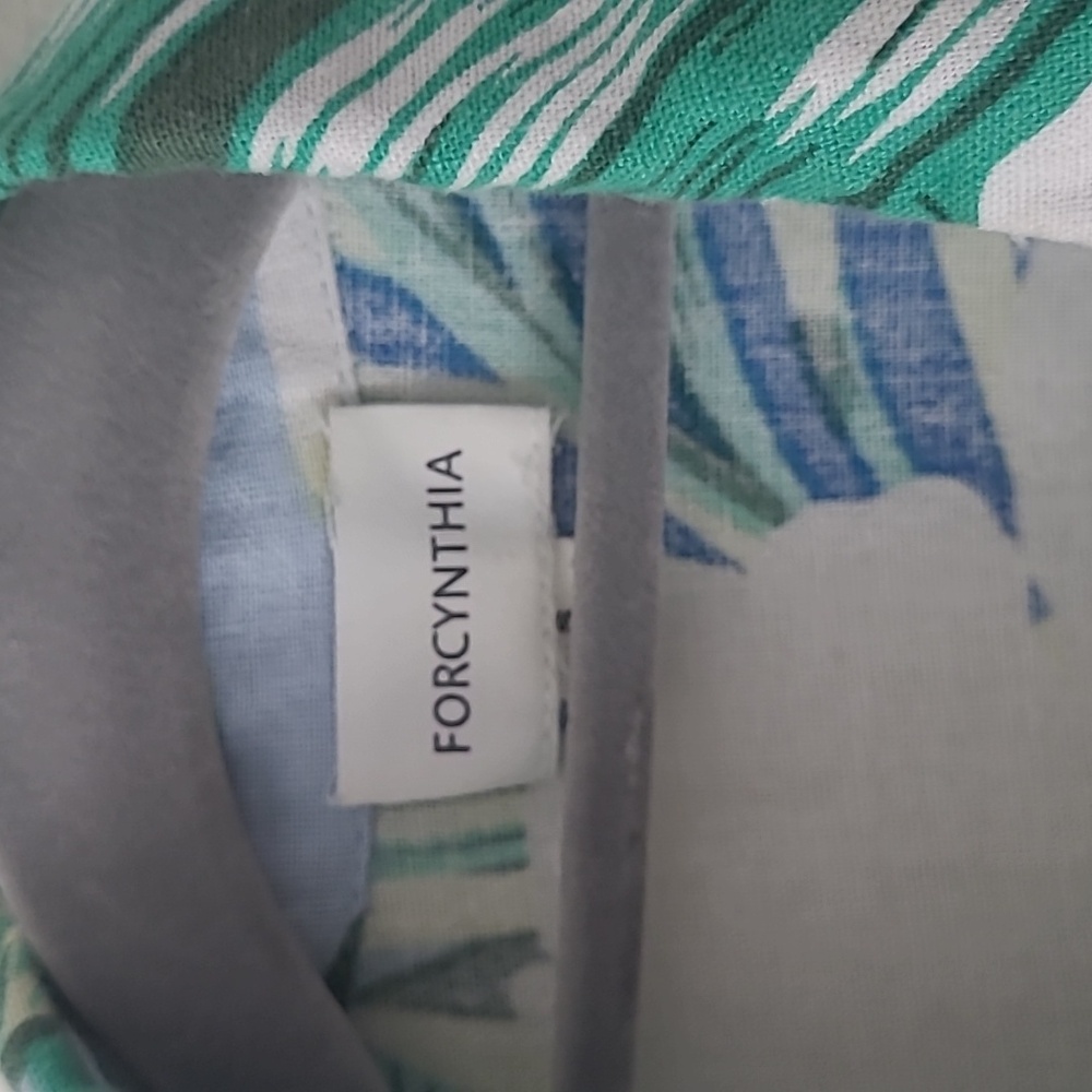 Forcynthia linen blend tropical button shirt dress Size S - Picture 2 of 9